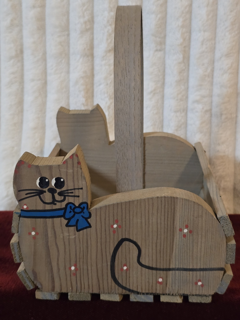 Vtg Sawmill Critters Handcrafted Wood Cat Basket Caddy Hand Painted -  Tennessee